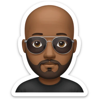 Bald male, black sunglasses, goatee beard, realistic portrait sticker