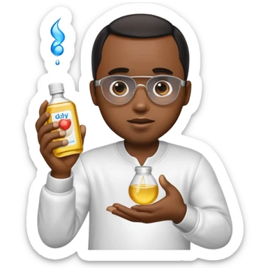 Diddy holding baby oil at a party sticker