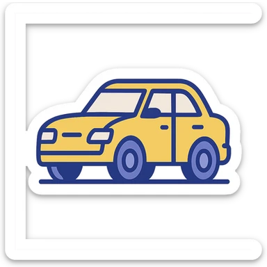 yellow car, modern illustration style sticker