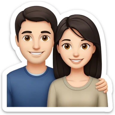 smiling couple with dark hair sticker