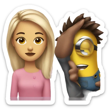 A person with makeup and a minion with skincare  sticker