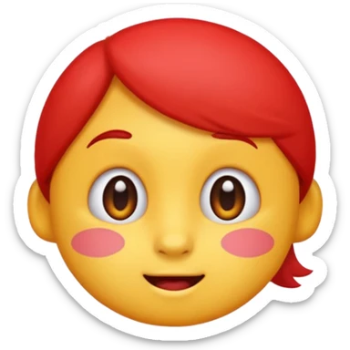 cartoon emoji sticker with a shy expression and red cheeks, colorful and cheerful, no text, suitable for WhatsApp and Instagram sticker