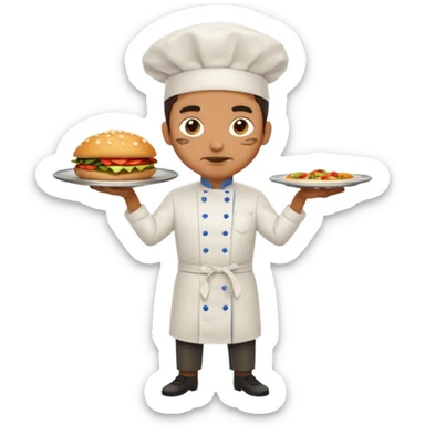 High resolution of   realistic full body chef distorted , no extra hybrid sticker