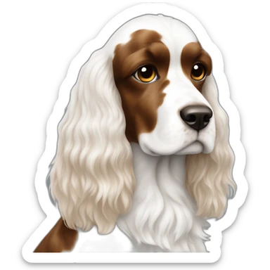 Long haired White American cocker with brown spots sticker