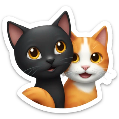 Black Cat and Orange Cat being happy sticker