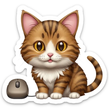 Cat with mouse sticker