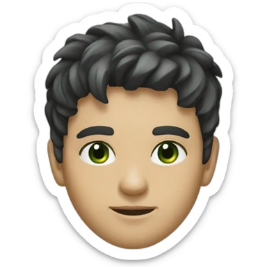 Programmer with dark fade haircut, dark green eyes without glasses in black hoodie sticker