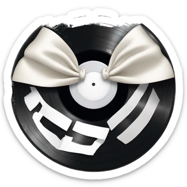 vinyl record with white bow sticker