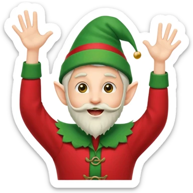 DUENDE NAVIDEÑO CON ORTODONCIA Y MANOS ARRIBA ANIMANDO sticker
