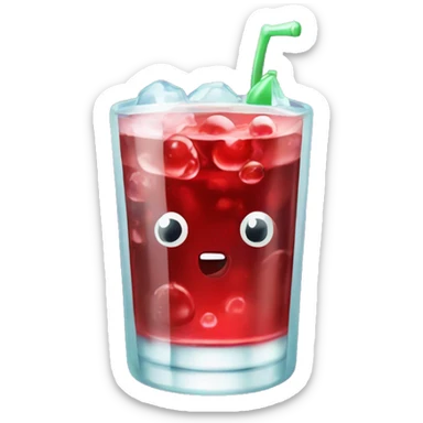 Glass of fizzy cherry coke with ice  sticker