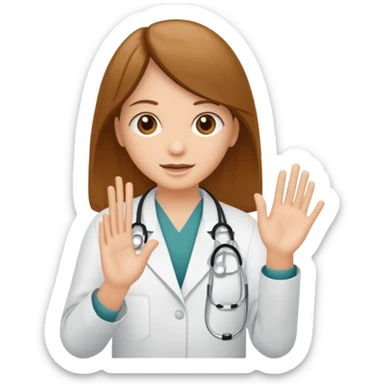 Radiografía de mano sostenida por un médico sin estetoscopio bata blanca  piel clara cabello café obscuro sticker