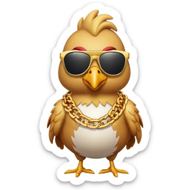 chicken gangster with sunglasses and gold chains sticker