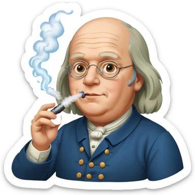 Benjamin Franklin hitting vape sticker