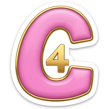 number four in pink and golden  sticker