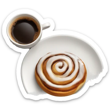 Cinnamon Roll next to coffee sticker