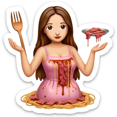  SPAM meat melted pink dripping sauce spaghetti dress monalisa portrait sticker