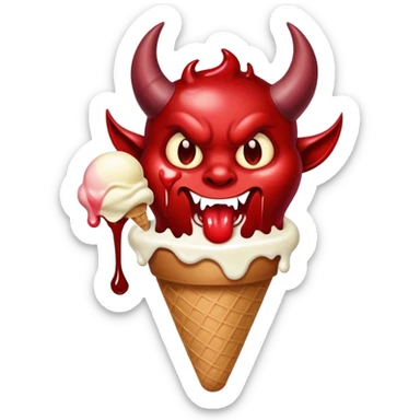 a demon licking an ice cream sticker