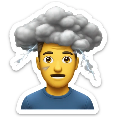 homme surpris avec une tornade au dessus de la tête sticker