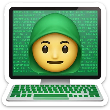 Generate hacker emoji that's looks like coding and use that hackers color theme sticker