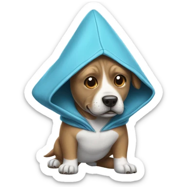 dog wearing shark onesie  sticker