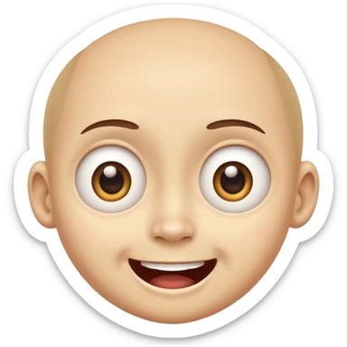 Someone smiling but they look scared, smiling alot but without teeth, but eyes are wide and look scared, with cheeks  sticker