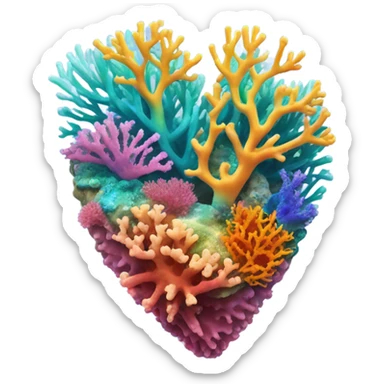 Colorful ocean Coral reef in a the shape of a heart sticker