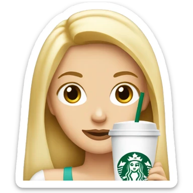 blonde girl seeping starbucks coffee  sticker