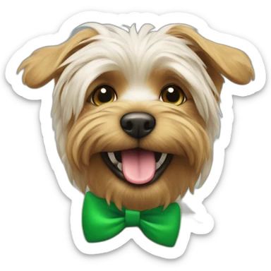 yorkshire with the tongue and green ribbon at the head sticker