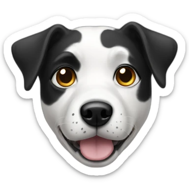 white dog with black black spot on half of the face sticker
