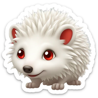 Cute white hedgehog with red eyes sticker