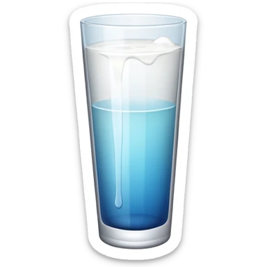 the drink is white, The bottom and mouth of the glass are the same width and thin a toll, There is only white liquid inside,photo realistic sticker