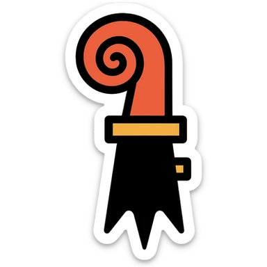 Basel-Stadt flag, stylized black crozier on white, minimalistic, no text, flat icon sticker