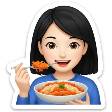 Girl black hair eat kimchi sticker