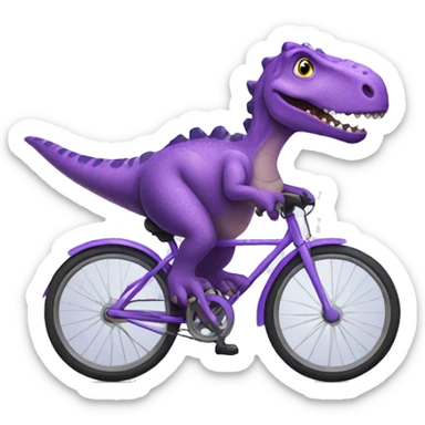 Purple dinosaur riding a bike  sticker