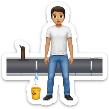 Man urinating on street sticker