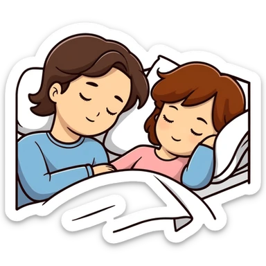 Couple man hair brown and girl hair brown sleep sticker