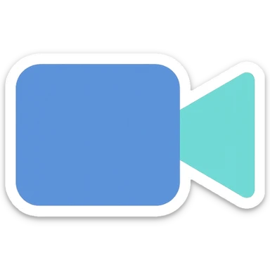 Video camera icon, flat emoji style, outline with blue and turquoise colors sticker