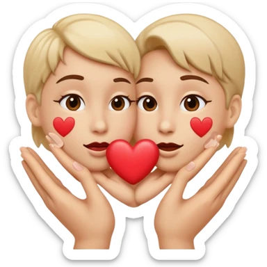 Hand hearts with kissy face sticker
