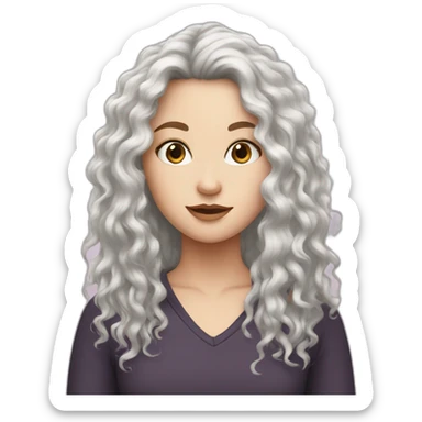 White girl with frizzy long black hair sticker