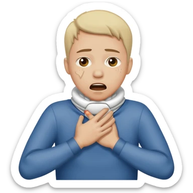 An emoji with hands around their neck choking themselves sticker