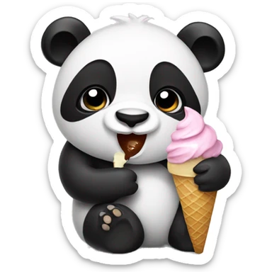 Panda eating ice cream sticker