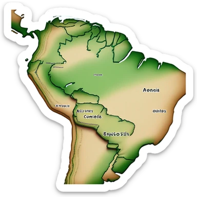 South America continent map sticker