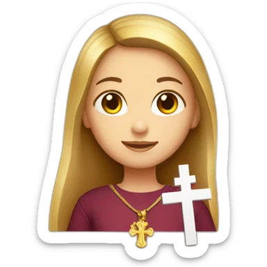 Girl christian with catholic cross sticker