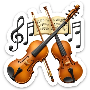 robot Create a sophisticated and elegant emoji that represents orchestration and arrangement. The design should feature a conductor’s baton, musical notes, and a symphonic score, symbolizing the process of arranging and orchestrating music. Incorporate instruments like a violin, trumpet, sticker