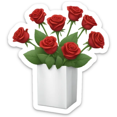 Bouquet of red roses in a white package sticker