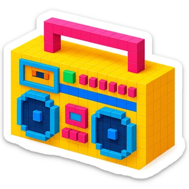 retro hip-hop boombox sticker