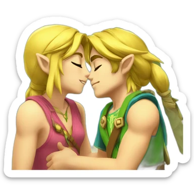 Zelda and link kiss love with beach clothes sticker