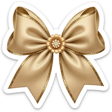 beige flower bow with glitter sticker