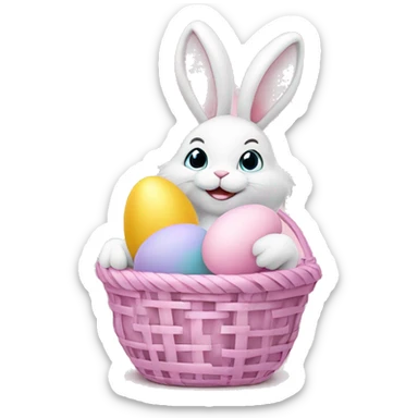 easter bunny with egg light pink basket sticker