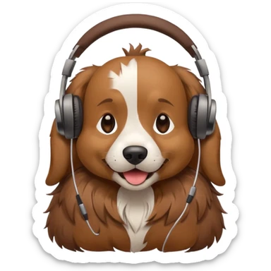 Dog with headphones on listening to music sticker